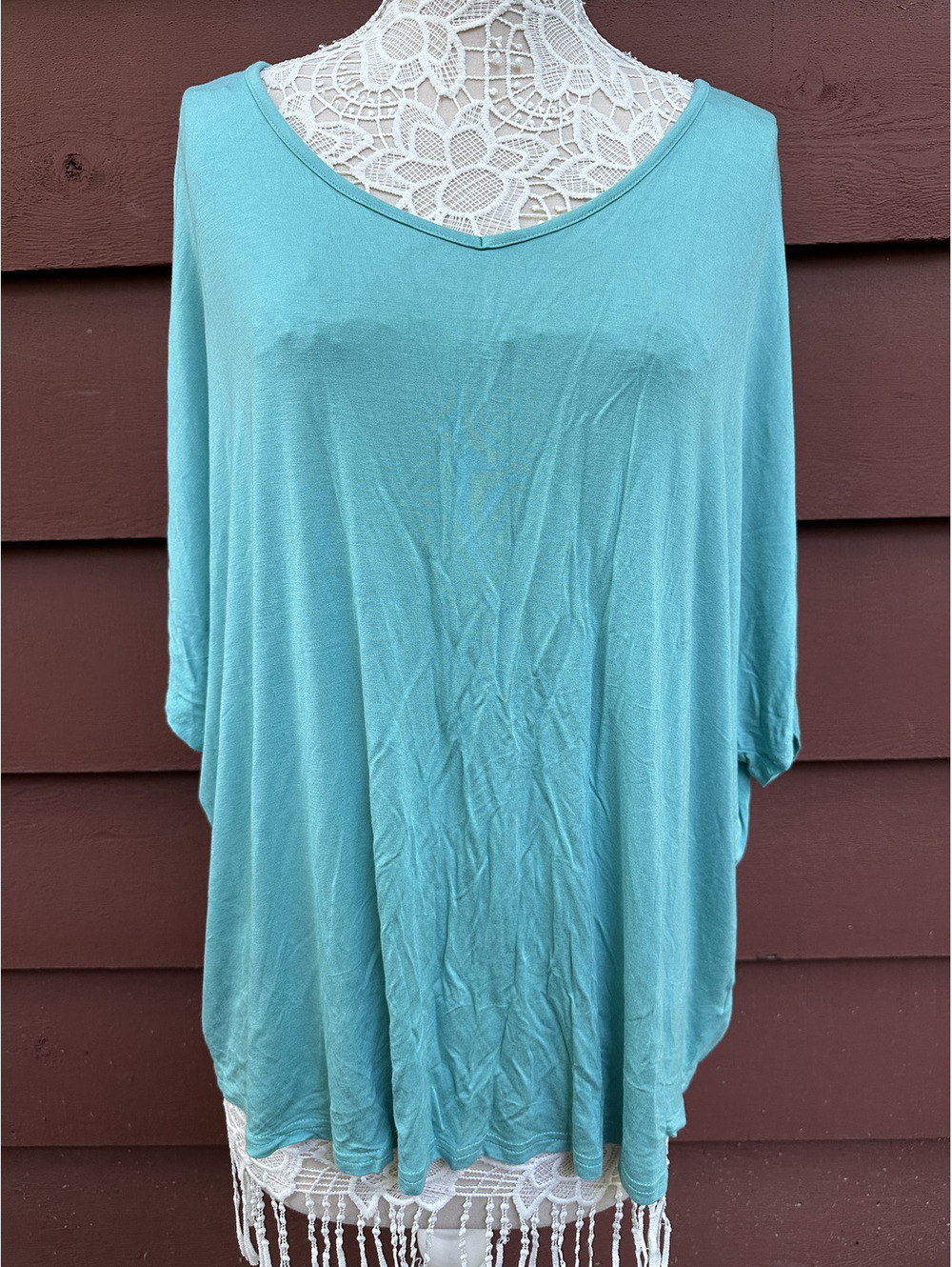 24/7 by Maurice's Turquoise V Neck‎ Tee